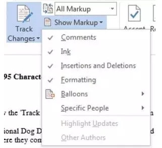选择显示的修改内容 选择显示的修改内容