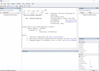 ▲ Stata14(MP) 界面