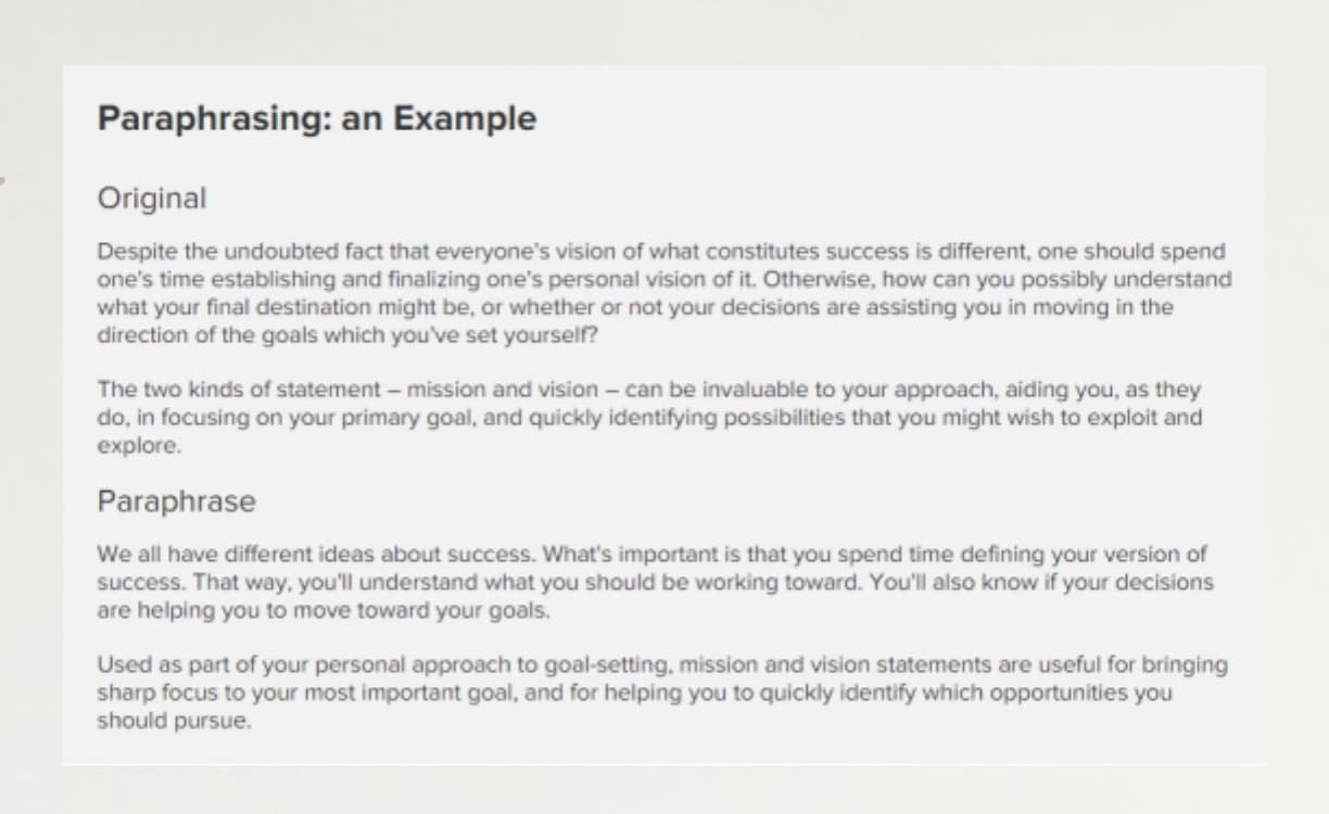 Paraphrase 1