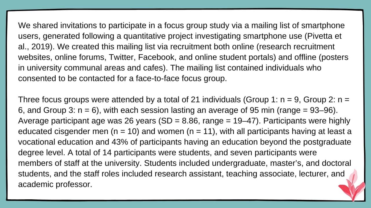 Participants参与者示例定性研究方法