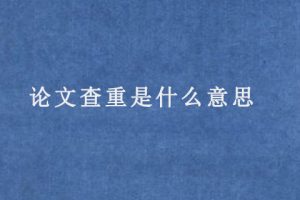 论文查重是什么意思