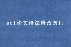 sci论文语法修改窍门