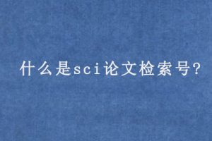 什么是sci论文检索号?