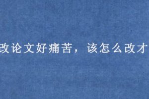修改论文好痛苦，该怎么改才好?