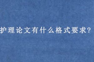 护理论文有什么格式要求?