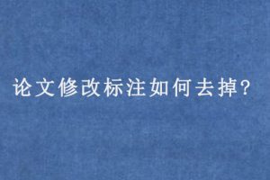 论文修改标注如何去掉?