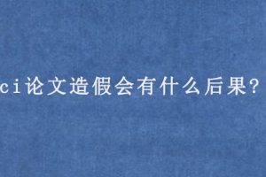 sci论文造假会有什么后果?
