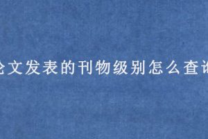 论文发表的刊物级别怎么查询