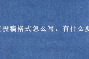 论文投稿格式怎么写，有什么要求