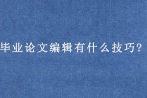 毕业论文编辑有什么技巧?