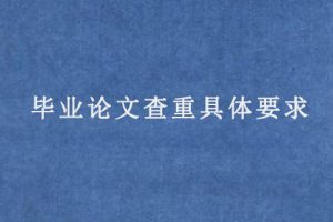 毕业论文查重具体要求