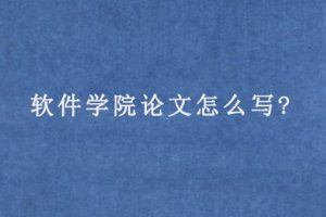 软件学院论文怎么写?
