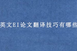 英文EI论文翻译技巧有哪些?