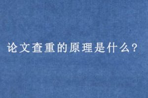论文查重的原理是什么?