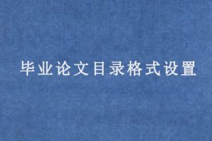 毕业论文目录格式设置