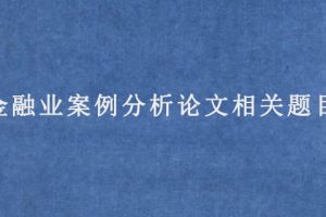 金融业案例分析论文相关题目