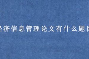 经济信息管理论文有什么题目?
