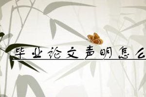 毕业论文声明怎么写