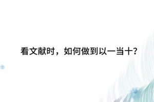 看文献时，如何做到以一当十？