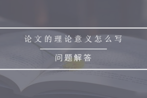 论文的理论意义怎么写